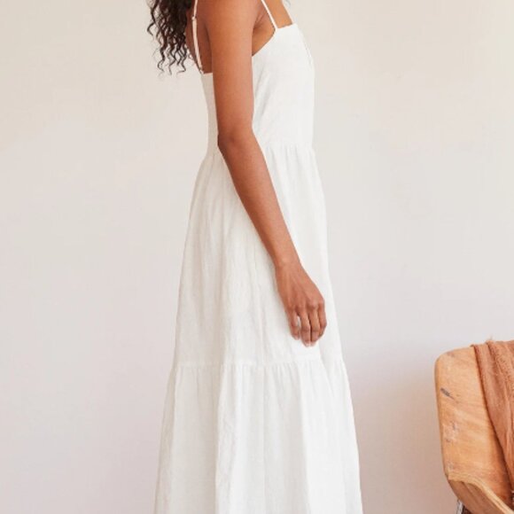 Lulus Simplicity and Sweetness White Sleeveless Tiered Midi Dress - Size M, NWT - Picture 2 of 7